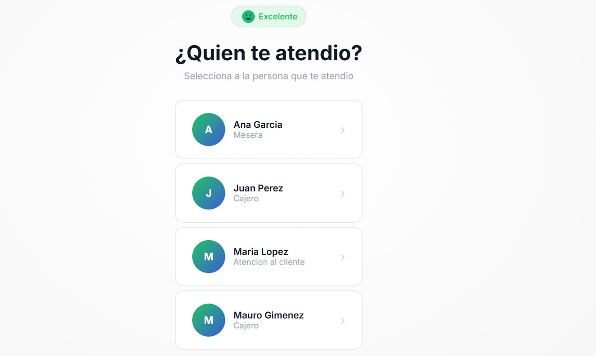 Pantalla: ¿Quién te atendió?
